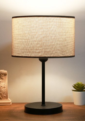 LUMI AYD 2848 bordlampe - beige stoff og svart metall