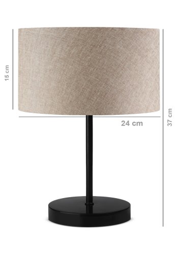 LUMI AYD 2848 bordlampe - beige stoff og svart metall