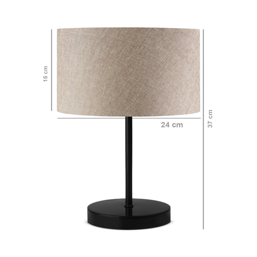 LUMI AYD 2848 bordlampe - beige stoff og svart metall