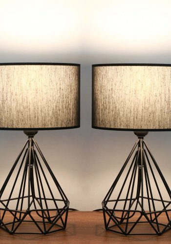 LUMI AYD 2974 bordlampe - svart stoff og svart metall (sett med 2)