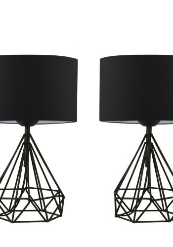 LUMI AYD 2974 bordlampe - svart stoff og svart metall (sett med 2)