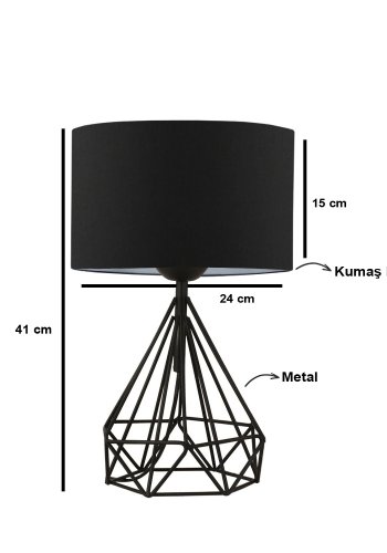 LUMI AYD 2974 bordlampe - svart stoff og svart metall (sett med 2)