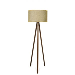 LUMI Heliona gulvlampe - beige/guld stof og tr