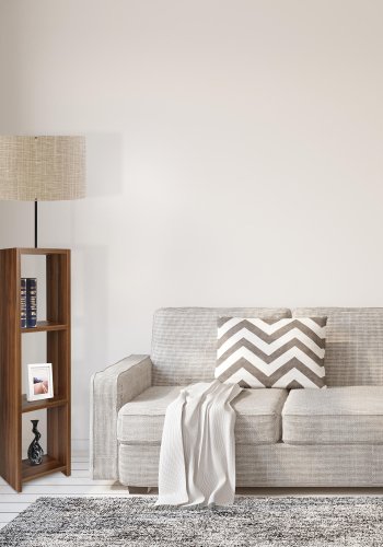 LUMI Nevers gulvlampe, m. 3 hylder - beige PVC og MDF