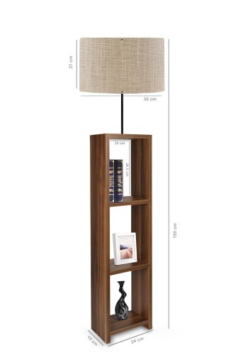 LUMI Nevers gulvlampe, m. 3 hylder - beige PVC og MDF