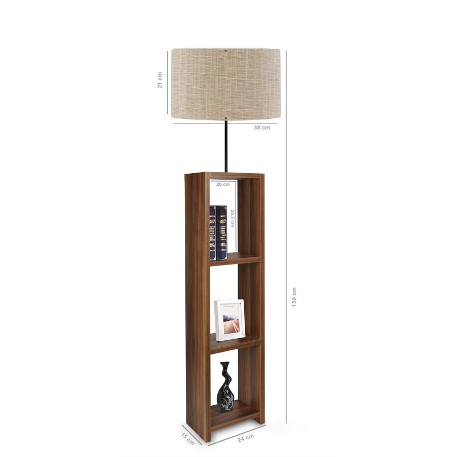 LUMI Nevers gulvlampe, m. 3 hylder - beige PVC og MDF