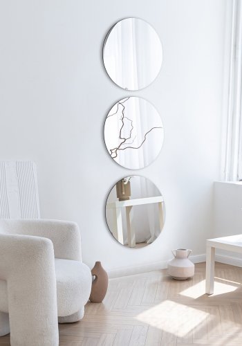 NORDVRK Tredobbelt vgspejl, m. dobbeltklbende tape, rund - slv akryl (30) (st af 3)