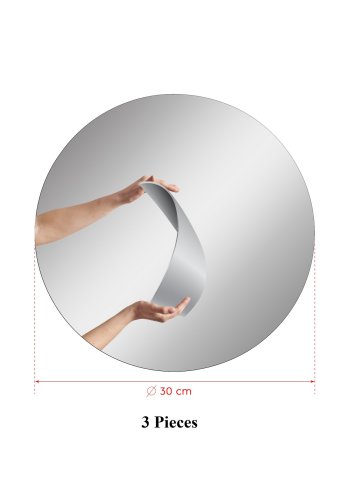 NORDVRK Tredobbelt vgspejl, m. dobbeltklbende tape, rund - slv akryl (30) (st af 3)