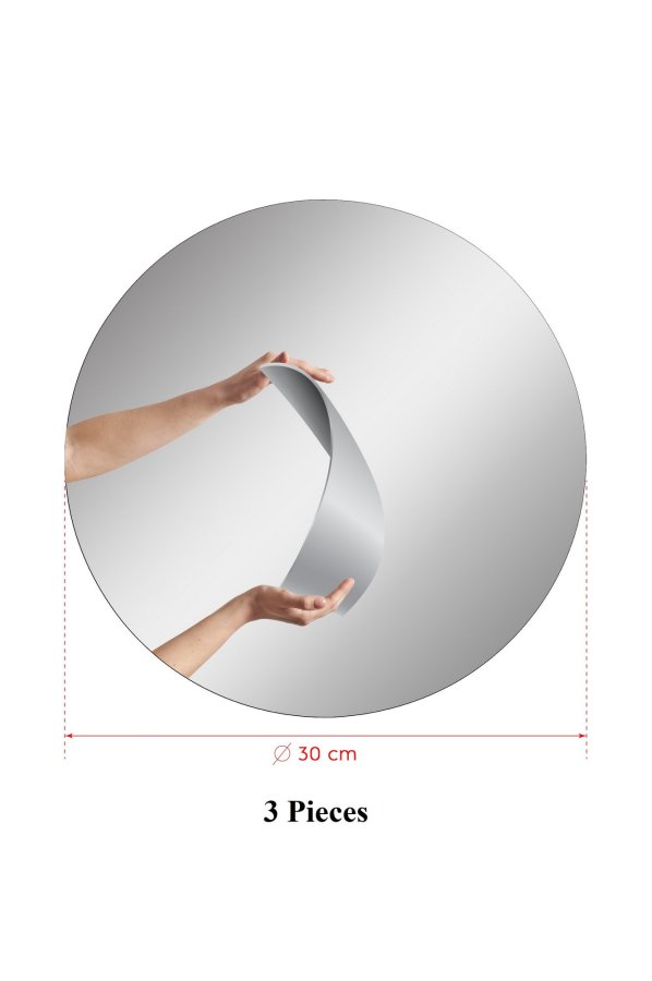 NORDVRK Tredobbelt vgspejl, m. dobbeltklbende tape, rund - slv akryl (30) (st af 3)