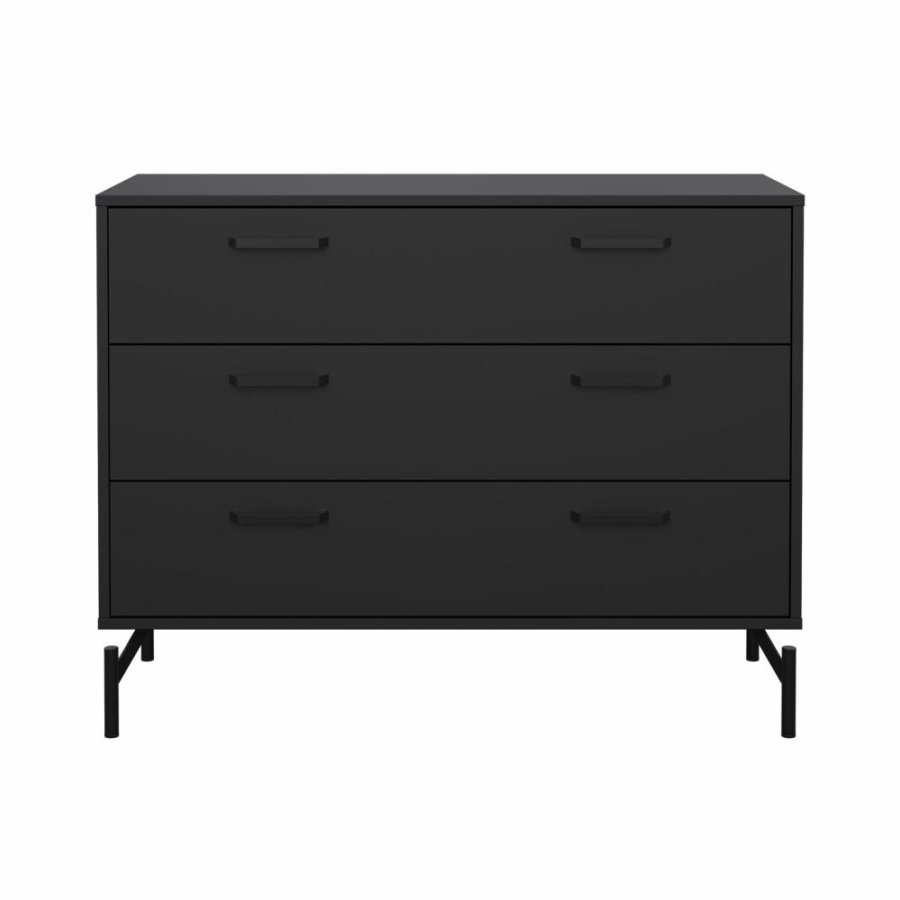 TVILUM Dana Chest med 3 skuffer, Matt Black, 98,7 x 39,8 x 76,6 cm