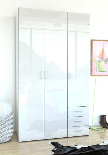 
TVILUM space garderobeskab - rektangulært, hvidt træ, 3 låger og 3 skuffer
