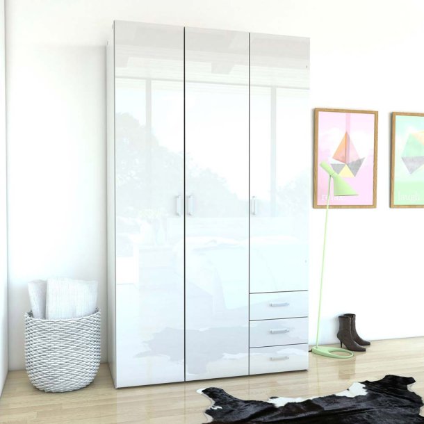 Space garderobeskab - hvidt tr, m.3 lger og  3 skuffer