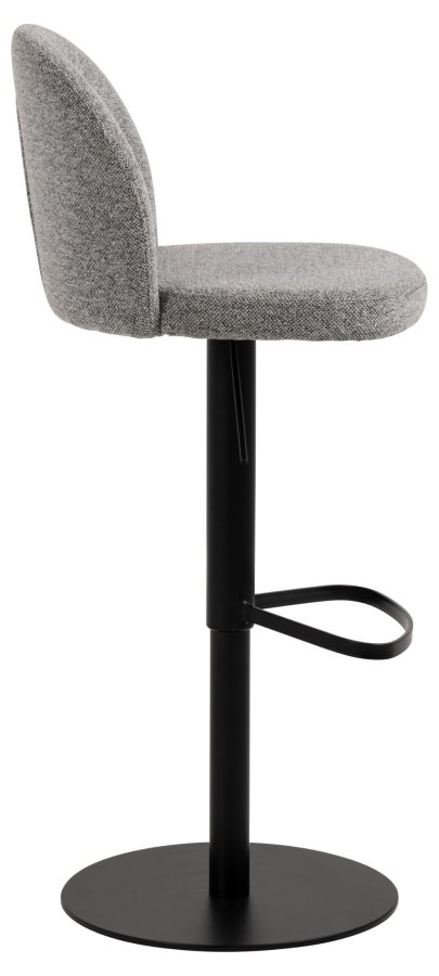 ACT NORDIC Patricia Barhocker, m. Rückenlehne, Fußstütze, Drehfunktion, Gaskartusche – grauer Stoff und schwarzer Stahl