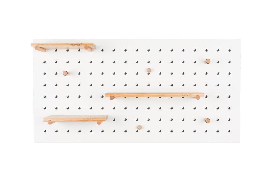 ZUIVER Bundy Pegboard organiser - hvitt jern og bambus tre