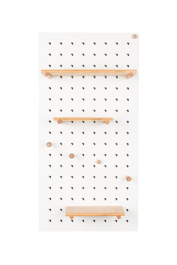 ZUIVER Bundy Pegboard organiser - hvitt jern og bambus tre