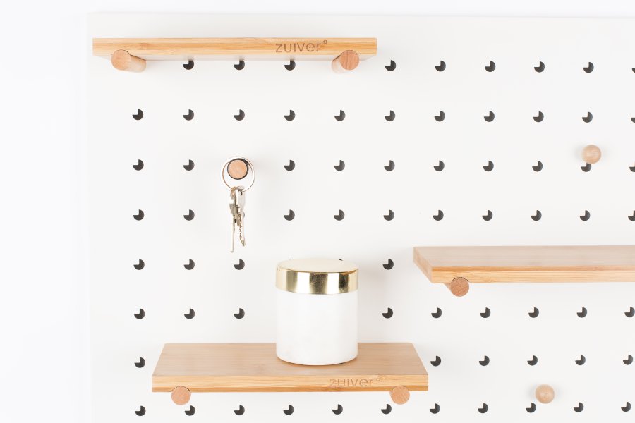ZUIVER Bundy Pegboard organiser - hvitt jern og bambus tre