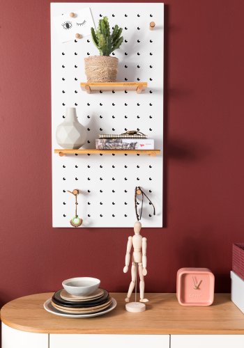 ZUIVER Bundy Pegboard organiser - hvitt jern og bambus tre