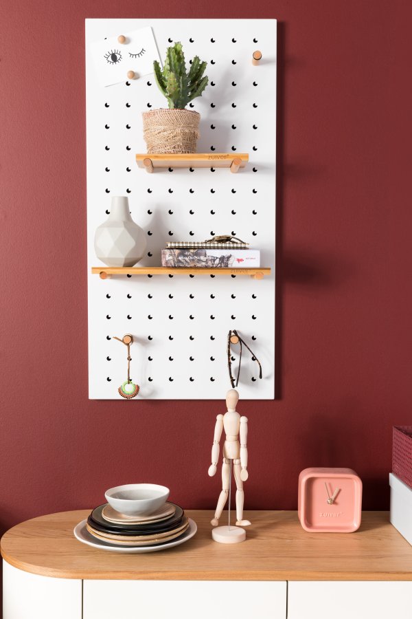 ZUIVER Bundy Pegboard organiser - hvitt jern og bambus tre