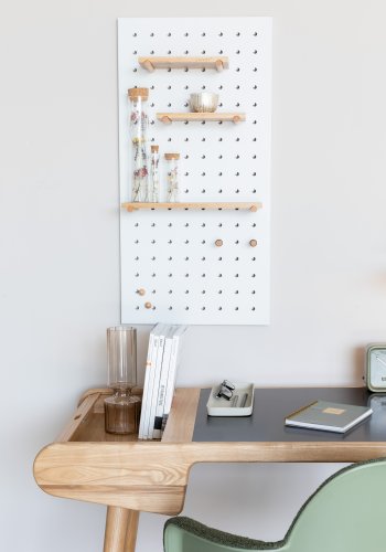 ZUIVER Bundy Pegboard organiser - hvitt jern og bambus tre