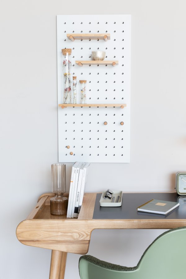 ZUIVER Bundy Pegboard organiser - hvitt jern og bambus tre