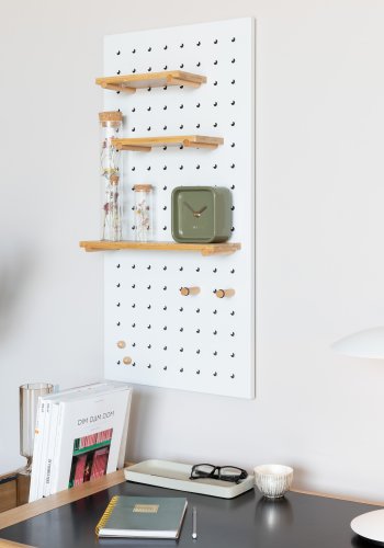 ZUIVER Bundy Pegboard organiser - hvitt jern og bambus tre