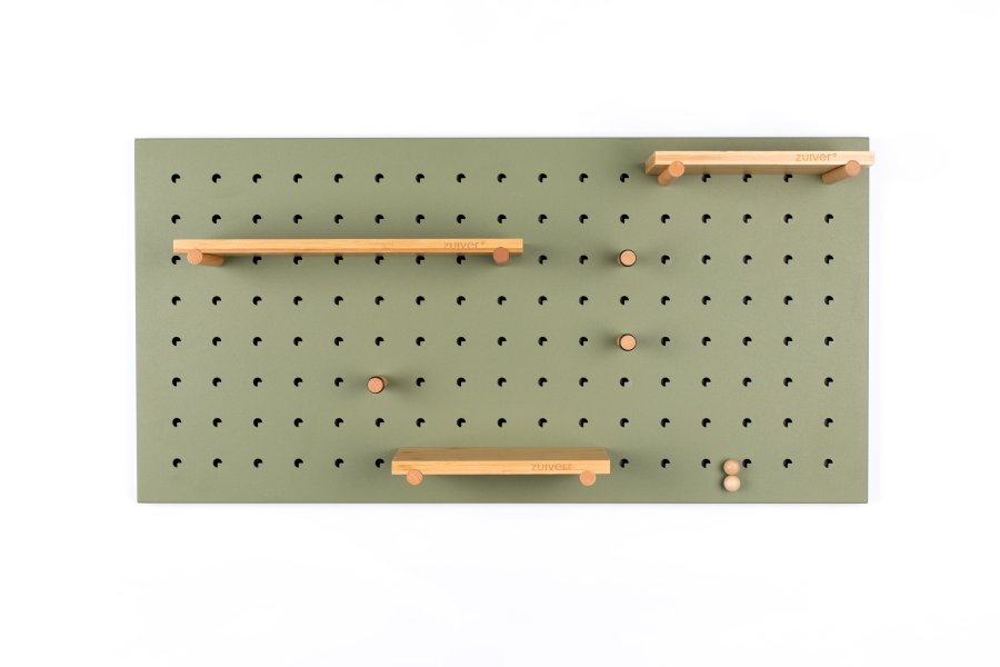 ZUIVER Bundy Pegboard organiser - grnt jern og bambus tre