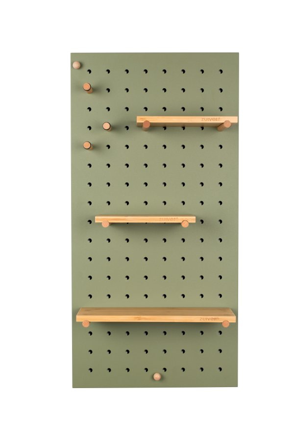 ZUIVER Bundy Pegboard organiser - grnt jern og bambus tre