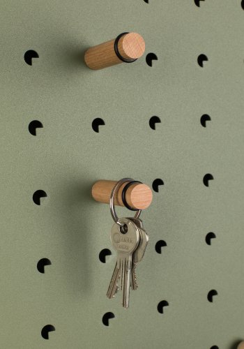 ZUIVER Bundy Pegboard organiser - grnt jern og bambus tre