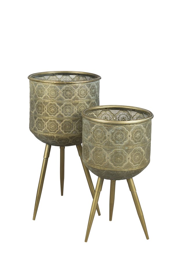 DUTCHBONE Botanisk blomsterpotteskjuler L - messingjern