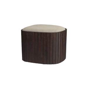 DUTCHBONE Bay puf, Lav, m. opbevaring - beige bomuld og brun teaktr (52x50)