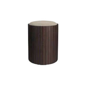 DUTCHBONE Bay puf, Hj, m. opbevaring - beige bomuld og brun teaktr (40)