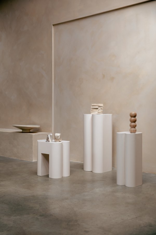 ZUIVER Shape pidestall - beige jern (sett med 2)