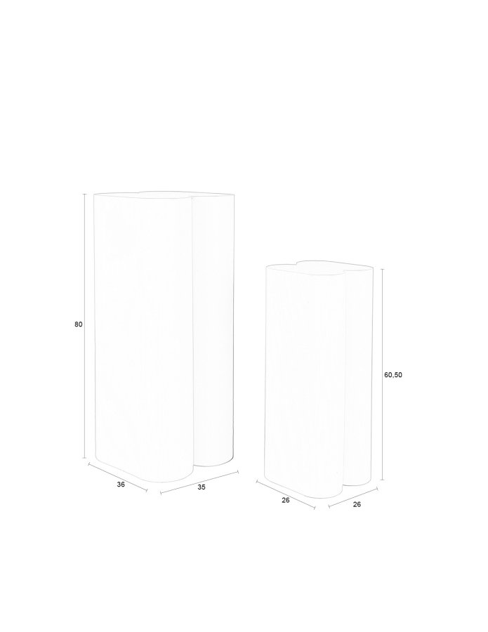 ZUIVER Shape pidestall - beige jern (sett med 2)