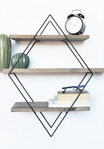 NORDVRK WR007 vegghylle - naturlig grantre og sort metall