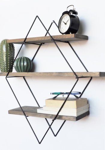 NORDVRK WR007 vegghylle - naturlig grantre og sort metall