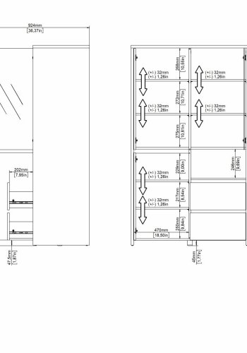 TVILUM Next Vitrine 1 Tür + 1 Glastür + 2 Schubladen