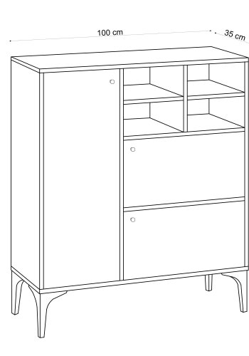 FUNZI LIVING Ewa Schrank, m. 3 Türen und 5 Regale - Saphireiche farbiges Melamin