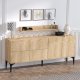 FUNZI LIVING Stella Sideboard und Wandregal mit 6 Türen und 2 Regalen - Saphir-Eichenfarbenes Melamin