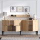 FUNZI LIVING Stella Sideboard und Wandregal mit 6 Türen und 2 Regalen - Saphir-Eichenfarbenes Melamin