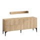 FUNZI LIVING Stella Sideboard und Wandregal mit 6 Türen und 2 Regalen - Saphir-Eichenfarbenes Melamin