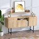 FUNZI LIVING Lelia Sideboard und Wandregal mit 3 Türen und 3 Regalen - Saphir-Eichenfarbenes Melamin
