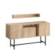FUNZI LIVING Lelia Sideboard und Wandregal mit 3 Türen und 3 Regalen - Saphir-Eichenfarbenes Melamin