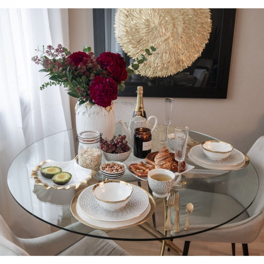 KARE DESIGN rund Molekular Gold spisebord - klar glas og guld stl (120)