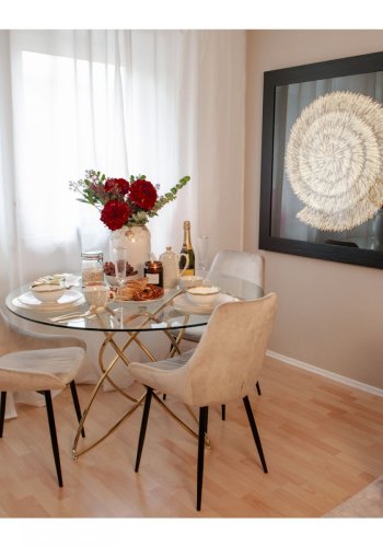 KARE DESIGN rund Molekular Gold spisebord - klar glas og guld stl (120)