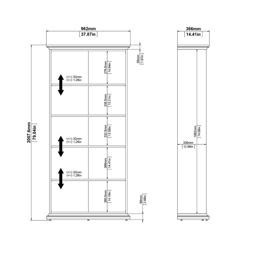 
TVILUM paris reol - hvidt træ, 4 hylder
