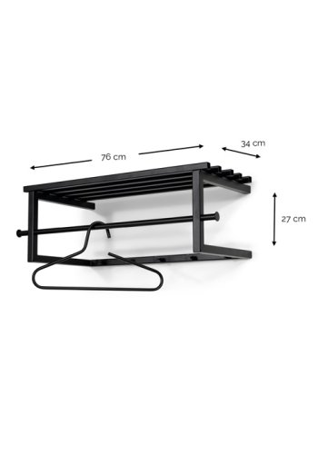 SPINDER DESIGN rektangulr Marco hattehylle, m. 5 kroker og hengerstang - hvitt stl