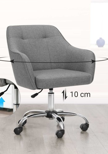 SONGMICS Kontorsstol, Bekv&auml;m Skrivbordsstol, H&ouml;jdjusterbar Datorstol, H�ller upp till 120 kg, St�lram, Imiterad Linne, Andningsbar, Hemmakontor, Kontor, Gr� OBG019G01