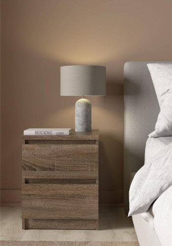 TVILUM Naia Nachttisch - Trüffel Naturholz, mit 2 Schubladen
