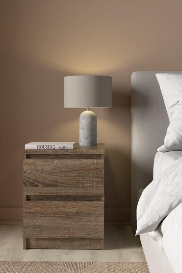 TVILUM Naia Nachttisch - Trüffel Naturholz, mit 2 Schubladen