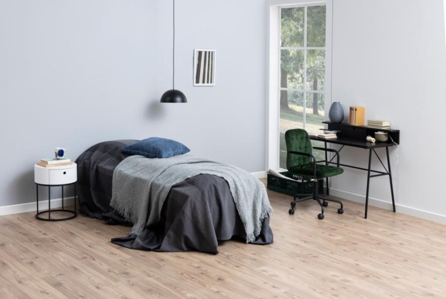 ACT NORDIC Polo nattbord, m. 1 skuff, rund - hvit MDF og sort stl (40)